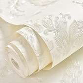 preiswerte Tapeten-Coole Tapeten, Blumentapete, 3D-Damast-Wandbild, Wandaufkleber, Folie, abziehen und aufkleben, entfernbar, selbstklebend, geprägt, europäischer Damast, Vlies, Heimdekoration, 300 x 53 cm