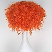 economico Parrucche di Carnevale-cosplay Le avventure di Alice nel Paese delle Meraviglie Parrucche cosplay del Cappellaio Matto tutta la parte centrale Fibra resistente al calore da 12 pollici riccia secca arancione lucido parrucca