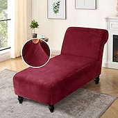 preiswerte Sesselabdeckung &amp; Armless Chair Cover-Stretch Samt Chaiselongue Stuhlhusse elastisch schwarz für Schlafzimmer Wohnzimmer weich strapazierfähig waschbar