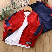 billiga Jackor och rockar för pojkar-Pojkar 3D Lappverk Jacka och kappa Långärmad Vår &amp; Höst Grundläggande Ledigt Polyester Barn 2-13 år Skola Sport &amp; Utomhus Ledigt / vardag Normal