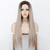 voordelige Synthetische pruiken-zwarte pruiken voor vrouwen synthetische pruik rechte middendeel pruik ombre a1 a2 a3 a4 a5 synthetisch haar 26 inch vrouwen rood zwart ombre