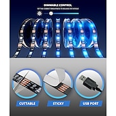 Недорогие USB полосы света-Светодиодная водонепроницаемая светодиодная лента для ТВ-фона, 1-5 м, цветная светодиодная лента RGB 5050, меняющая цвет, гибкая светодиодная лента с USB-кабелем 5 В и мини-контроллером, подходит для вечеринок в спальне и украшения дома