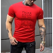 baratos Camiseta gráfica masculina-Homens Letra Camisa Social Camiseta Algodão Manga Curta Gráfico Camisa Preto / Vermelho Branco Vermelho Camiseta confortável Rua Esportes Roupas de estilistas
