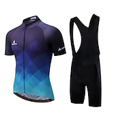 preiswerte Herrenbekleidungs-Sets-Miloto Herren Radtrikot mit Radhose kurz Trägern fahrradbekleidung set Kurzarm MTB Mountain Rennrad Weiß Schwarz Grün Farbverlauf Schottenstoff Kariert Fahhrad Sportkleidung 3D-Pad Atmungsaktiv