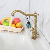 economico Girevole-rubinetto da cucina monocomando rubinetto da cucina in ottone antico monoforo girevole / arco alto/alto, rubinetto da cucina in ottone antico/cod con linee di alimentazione / regolabile su acqua