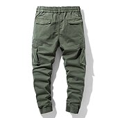 billiga Cargobyxor-Herr Militärbyxor Cargo byxor Långbyxor Arbetsbyxor Snörning Elastisk midja Flera fickor Slät Komfort Andningsfunktion Ledigt Dagligen Streetwear 100 % bomull Sport Mode Svart Grön Microelastisk