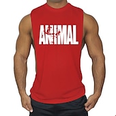 economico T-shirt e canotte attive da uomo-uomo uomo bodybuilding animale canottiera canotta t-shirt stampa vintage gilet camicia muscolare stampa 85% cotone 15% elastan, nero , m