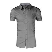 cheap Men&#039;s Non Iron Shirts-Men&#039;s Dress Shirt Plaid Shirt Collared Shirt Button Up Shirt Plaid Wedding Casual Black Blue Gray Light Blue Short Sleeve Turndown Summer Clothing Apparel Button-Down