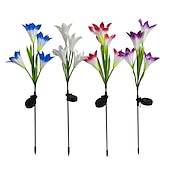 voordelige Landschapsverlichting-4-kops zonne-led leliebloemlampen, zonne-tuinverlichting voor buiten, RGB-kleur, waterdicht, 600 mAh, tuin, gazon, bruiloftsdecoratie 1/2 stuks