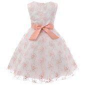 cheap Casual Dresses-Kids Girls&#039; Dress Floral Sleeveless Party Embroidered Lace Trims Bow Cute Cotton Knee-length Skater Dress Summer 3-10 Years Pink Dusty Rose Red