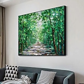 abordables Pinturas de paisajes-Pintura al óleo hecha a mano pintada a mano arte de la pared paisaje verde cuadros abstractos decoración del hogar decoración marco estirado listo para colgar