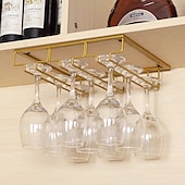cheap Barware-2pcs Wine Glasses Holder Bartender Stemware Hanging Rack Under Cabinet Stemware Organizer Glass Goblet Iron Rack Bar Tool