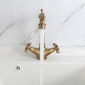 economico Girevole-rubinetto da cucina monocomando rubinetto da cucina in ottone antico monoforo girevole / arco alto/alto, rubinetto da cucina in ottone antico/cod con linee di alimentazione / regolabile su acqua