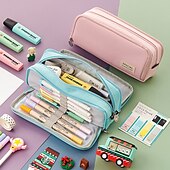 cheap Pencil Case-Large Capacity Pink Pencil Case Organizer – Multi-Layer Zipper Stationery Bag with Compartments for Girls, Students &amp; Artists