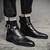 economico Stivali da vestiti-stivaletti da uomo in similpelle rossa – stile vintage con cerniera e dettagli borchiati, perfetti per la moda motociclistica e casual