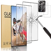 Недорогие Защитные пленки для Samsung-[2+2 пакета] Защитная пленка для экрана + Защитная пленка для объектива камеры Назначение Samsung Galaxy S24 Ultra Plus S23 S22 S21 S20 Plus Ultra S10 Note 20 Ultra 10 Plus S25 Ультра