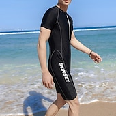 abordables Lycra de surf-Homme Combinaison Fine Maillots de Bain Protection solaire UV Respirable Séchage rapide Manche Courte Combinaisons Maillot de bain Zip sur le devant Natation Plongée Surf Sport Rayure Eté