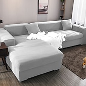 baratos Cobertura de Sofa-capa de sofá capa de sofá jacquard elástico secional poltrona sofá de dois lugares 4 ou 4 ou 3 lugares em forma de l bordô vermelho branco cinza preto liso cor sólida macio durável lavável