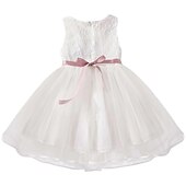 cheap Fairytale Theme Dresses-Kids Little Girls&#039; Dress Flower Swing Dress Party Birthday Daily Lace Ruffle Mesh Green White Pink Sleeveless Cute Princess Sweet Dresses Spring Summer 2-6 Years