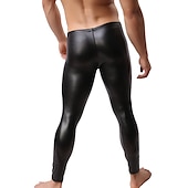 billige Sleep Bottom-Herre Sexy Bodies Bukser عادي Gatemote Stilfull Sexy Fest Nattklubb Nylon PU Lær Elegant Rett ben Bare bukser Vår, Høst, Vinter, Sommer Svart Rød