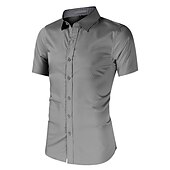 cheap Men&#039;s Non Iron Shirts-Men&#039;s Dress Shirt Plaid Shirt Collared Shirt Button Up Shirt Plaid Wedding Casual Black Blue Gray Light Blue Short Sleeve Turndown Summer Clothing Apparel Button-Down
