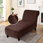 preiswerte Sesselabdeckung &amp; Armless Chair Cover-Stretch Samt Chaiselongue Stuhlhusse elastisch schwarz für Schlafzimmer Wohnzimmer weich strapazierfähig waschbar