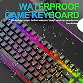 رخيصةأون طقم ماوس ولوحة مفاتيح-طقم لوحة مفاتيح وفأرة للشحن اللاسلكي free wolf t87 game luminous wireless kkeyboard and mouse set