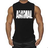 economico T-shirt e canotte attive da uomo-uomo uomo bodybuilding animale canottiera canotta t-shirt stampa vintage gilet camicia muscolare stampa 85% cotone 15% elastan, nero , m