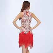 Недорогие Платья для практики-Платье для латинских танцев с бахромой и кисточками, с блестками, женское, для тренировок, без рукавов, из полиэстера