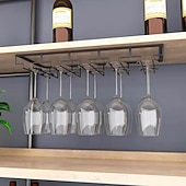 cheap Barware-2pcs Wine Glasses Holder Bartender Stemware Hanging Rack Under Cabinet Stemware Organizer Glass Goblet Iron Rack Bar Tool