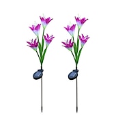 voordelige Landschapsverlichting-4-kops zonne-led leliebloemlampen, zonne-tuinverlichting voor buiten, RGB-kleur, waterdicht, 600 mAh, tuin, gazon, bruiloftsdecoratie 1/2 stuks