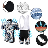 tanie Męskie zestawy odzieżowe-Męskie Koszulka i szorty z szelkami na rower Zestaw koszulek rowerowych Krótki rękaw Kolarstwo górskie Kolarstwie szosowym Lato Wiosna Zima Czarny Niebieski Miętowy Wzory Śmieszne Rower Wkładka 3D