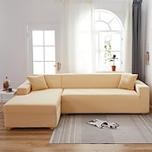 ieftine Cuvertură Canapea-husă de canapea elastică husă elastică visiniu canapea secțională fotoliu loveseat 4 sau 3 locuri canapea în formă de l protector de mobilă husă anti-alunecare moale lavabilă