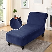 preiswerte Sesselabdeckung &amp; Armless Chair Cover-Stretch Samt Chaiselongue Stuhlhusse elastisch schwarz für Schlafzimmer Wohnzimmer weich strapazierfähig waschbar