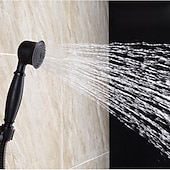 cheap Shower Faucets-Antique Shower System Faucet Combo Set, 8&quot; Rainfall Shower Head Kit with Handshower Wall Mounted, Brass Copper Black Electroplated Finish Vintage Style 2 Handles 3 Hole Bath Mixer Taps with Bodysprays