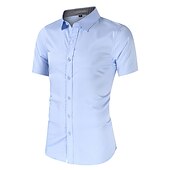 cheap Men&#039;s Non Iron Shirts-Men&#039;s Dress Shirt Plaid Shirt Collared Shirt Button Up Shirt Plaid Wedding Casual Black Blue Gray Light Blue Short Sleeve Turndown Summer Clothing Apparel Button-Down