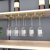 cheap Barware-2pcs Wine Glasses Holder Bartender Stemware Hanging Rack Under Cabinet Stemware Organizer Glass Goblet Iron Rack Bar Tool