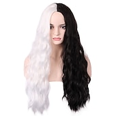 abordables Perruques de personnages de films-perruque de sorcière/sorcier perruque de cosplay perruque bouclée blanc / noir a1 a2 a3 a4 cheveux synthétiques design à la mode pour femme noir perruques d&#039;Halloween