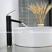 economico Classici-miscelatore per lavabo da bagno a cascata alto, rubinetti per lavabo monocomando in ottone anticato con tubo freddo e caldo