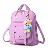 economico Zaini alla moda-Per donna Zaino per la scuola zaino Esterno Giornaliero Viaggi Tinta unica pelle sintetica Massima capacità Bottoni Cerniera Blu chiaro Grigio chiaro Vino