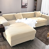 baratos Cobertura de Sofa-capa de sofá capa de sofá jacquard elástico secional poltrona sofá de dois lugares 4 ou 4 ou 3 lugares em forma de l bordô vermelho branco cinza preto liso cor sólida macio durável lavável