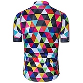 cheap Men&#039;s Jerseys-Men&#039;s Cycling Jersey Short Sleeve Fall Bike Jersey Top with 3 Rear Pockets Mountain Bike MTB Road Bike Cycling Breathable Quick Dry Front Zipper Back Pocket Red / Green Purple Green Rainbow Plaid