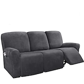 economico Poltrone reclinabili e poltrone wingback-copridivano reclinabile componibile fodera 1 set di 8 pezzi microfibra elasticizzata alta elasticità bordeaux rosso velluto di alta qualità copridivano copridivano per 3 posti cuscino divano