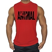 economico T-shirt e canotte attive da uomo-uomo uomo bodybuilding animale canottiera canotta t-shirt stampa vintage gilet camicia muscolare stampa 85% cotone 15% elastan, nero , m