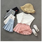 cheap Bottoms-Girls' 3D Solid Colored Skirt Summer Active Cotton Kids Toddler Baby School