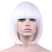 preiswerte Kostümperücke-grüne Perücken für Frauen 12&#039;&#039; kurze grüne Bob-Perücke mit Pony natürliche synthetische weiche Perücke süße farbige Perücken für St. Patrick&#039;s Day Party Halloween St. Patrick&#039;s Day Perücken
