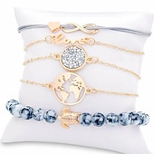 halpa Rannekorut ja rannerenkaat-5kpl Naisten Ranneketjut Monitaso Kartat äärettömyys Muoti Yksilöllinen Yksinkertainen Tyylikäs Metalliseos Rannekorun korut Kulta Käyttötarkoitus Juhlat / Ilta Urheilu Pyhäpäivä Deitti Festivaali