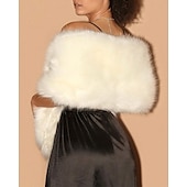 levne Kožešinová bolerka-Wihte Faux Fur Wraps Šály Elegantní a Luxusní Elegantní Udržet V Teple Bez Rukávů Umělé Kožešiny Podzim Svatební Host Wraps S Čistou Barvou Pro Svatební Podzim a Zimu oblékněte se abyste ohromili