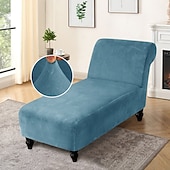 preiswerte Sesselabdeckung &amp; Armless Chair Cover-Stretch Samt Chaiselongue Stuhlhusse elastisch schwarz für Schlafzimmer Wohnzimmer weich strapazierfähig waschbar
