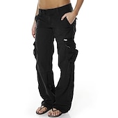 cheap Women&#039;s Cargo Pants-Women&#039;s Normal Cargo Pants Tactical Cargo Pants Trousers Chic &amp; Modern Casual / Sporty Full Length Low Waist Plain Pocket Baggy Comfort Inelastic Sports Weekend Black Pink Wine Dusty Blue Summer